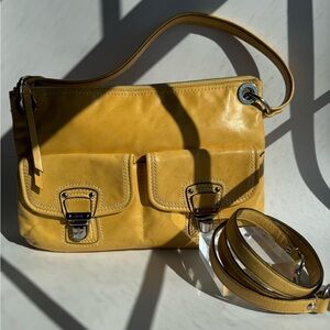 Coach Yellow Leather Crossbody Bag with Removable Strap